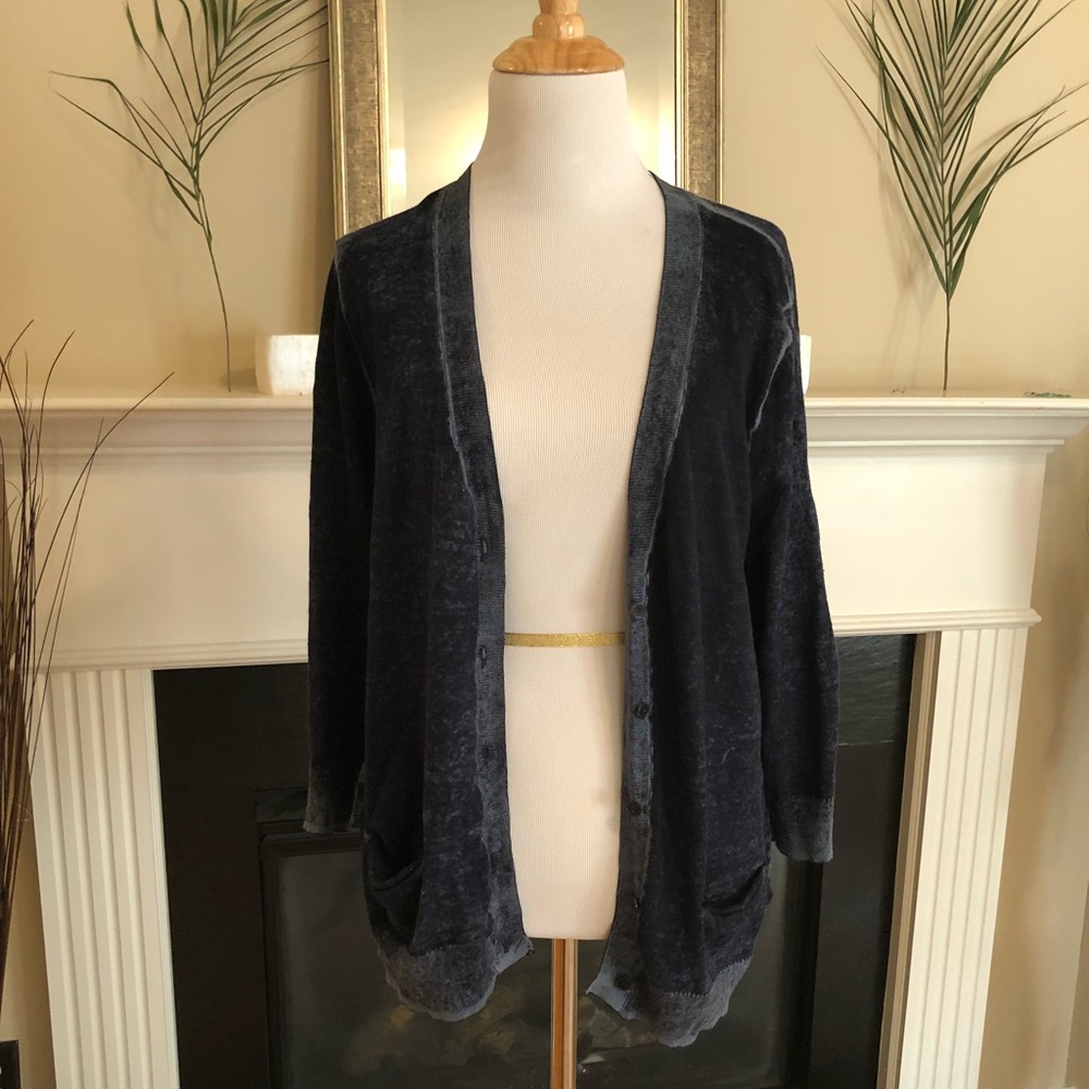 GAP Acid Washed Navy Blue Cardigan Sweater